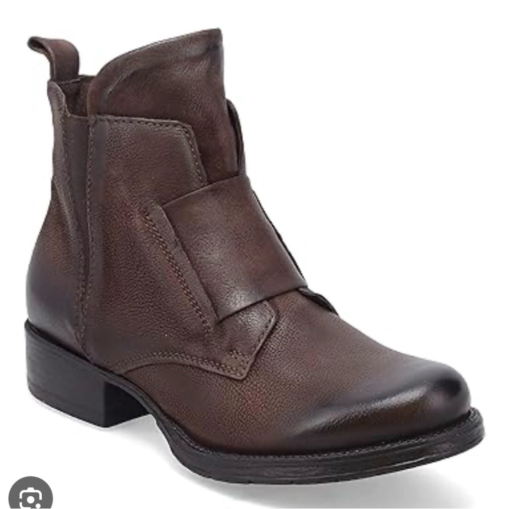 Miz Mooz Nicholas Dark Brown Leather Ankle Bootie